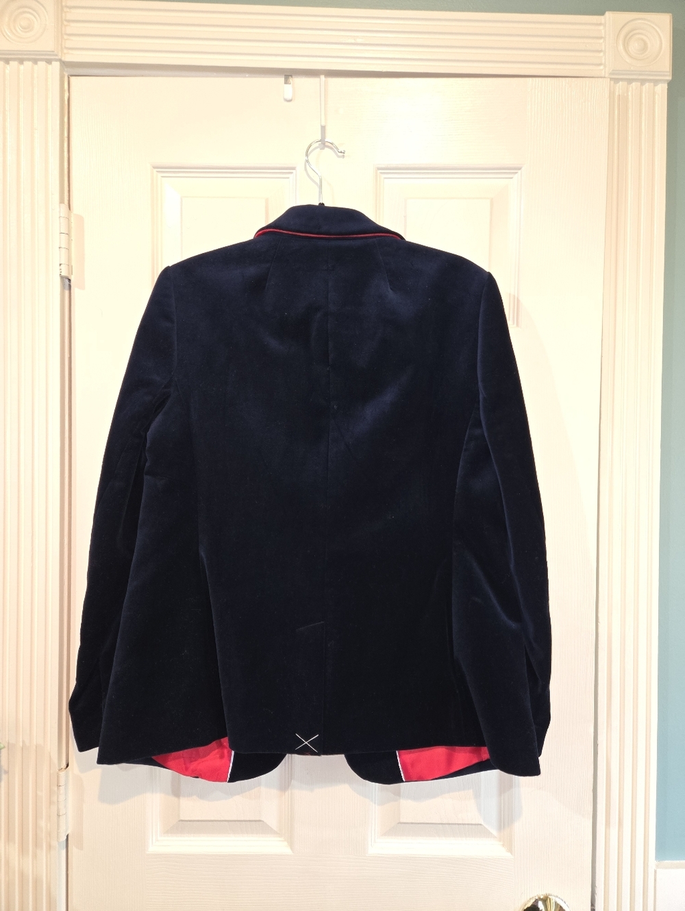 Talbots Navy Velvet Feel Blazer Red Lining NWT Size 10 Cotton Preppy Career Chic - Picture 5 of 6